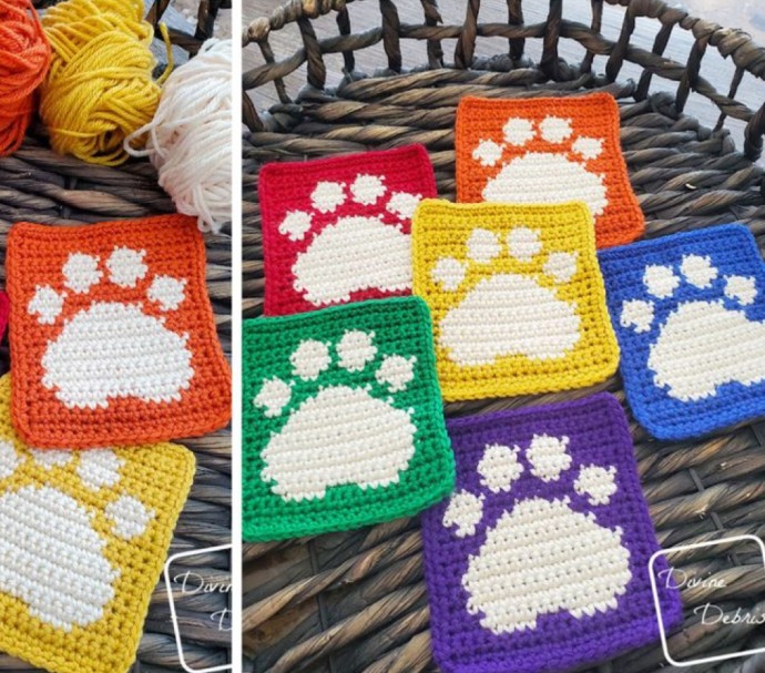 Crochet Paw Square