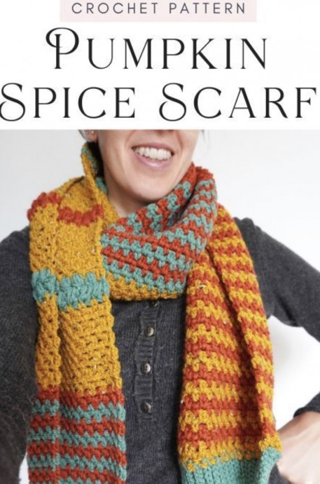 Crochet Pumpkin Spice Moss Stitch Scarf