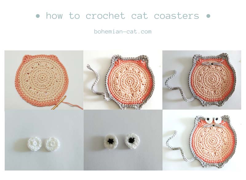 Create Adorable Cat Coasters Through Crocheting: A Fun and Whimsical DIY Project