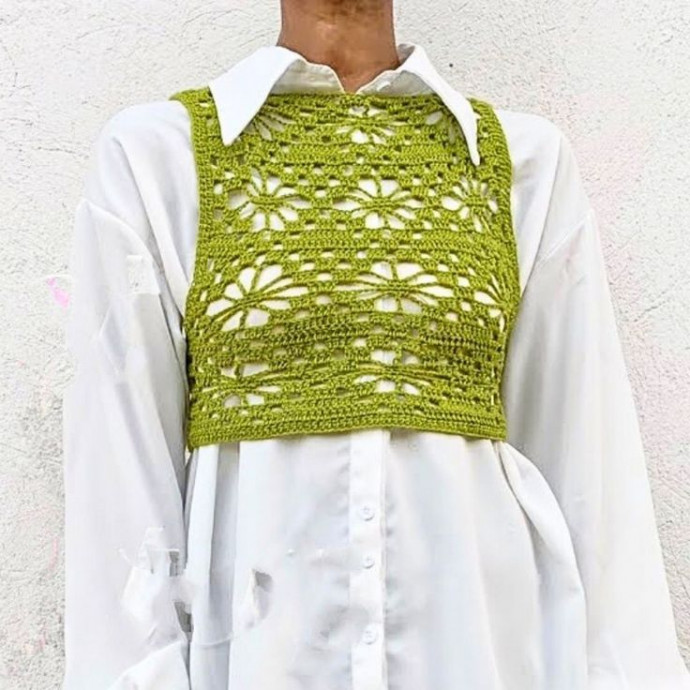Crochet Flowery Mesh Vest