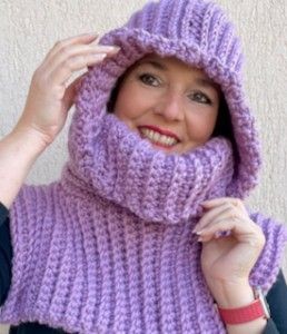 Crochet Trendy Turtleneck Cowl Hoodie