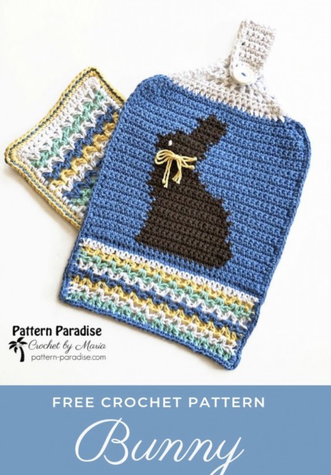 Crochet Bunny Dishtowel Set Pattern (FREE)