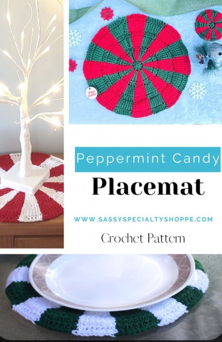 Crochet Peppermint Candy Placemat