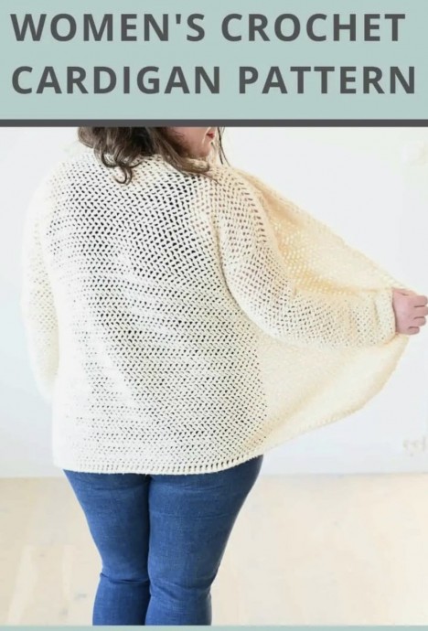 Women’s Crochet Cardigan with Herringbone Stitch