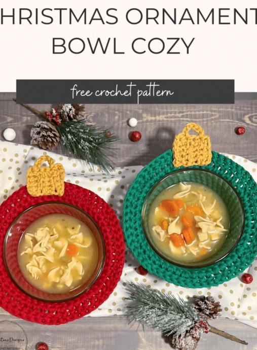 Crochet Christmas Ornament Bowl Cozy
