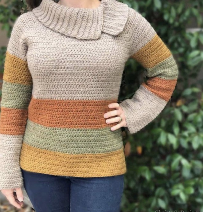 Easy Pullover Crochet Sweater Pattern (FREE)