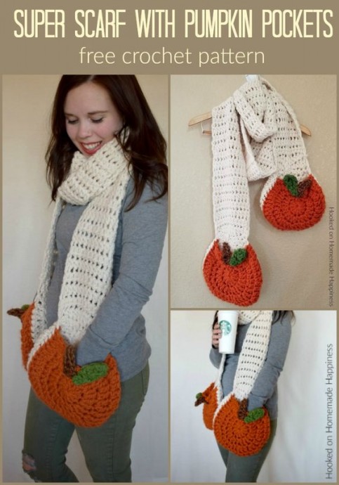 How to Crochet a Cozy Scarf with Pumpkin Pockets for a Festive Autumn Look