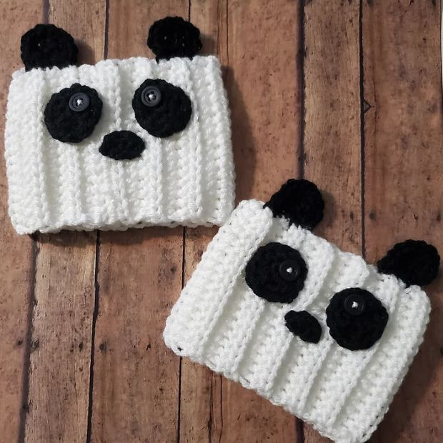 Crochet Panda Boot Cuffs