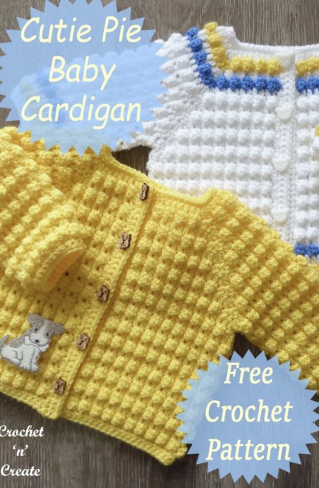 Crochet Cutie Pie Baby Cardigan (Free Pattern)