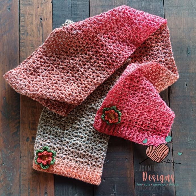 Crochet Orange Flower Cocktail Scarf