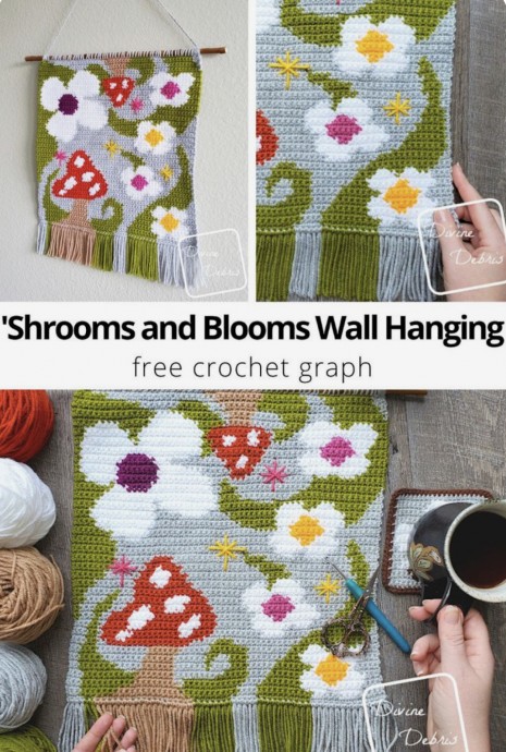 The Shrooms and Blooms Wall Hanging