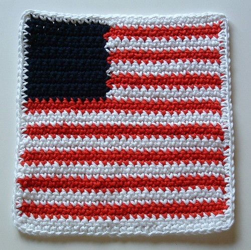 Crochet Flag Washcloth or Dishcloth