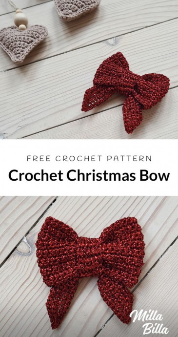 Crochet Christmas Bow (Free Pattern)
