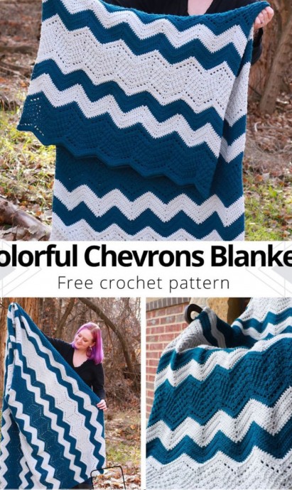 Crochet Colorful Chevrons Blanket