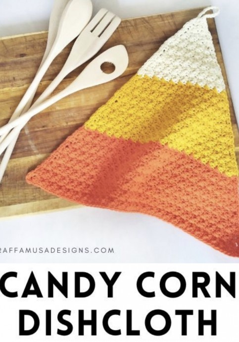 Free Crochet Pattern: Halloween Candy Corn Dishcloth