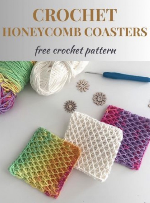 Honeycomb Crochet Coasters