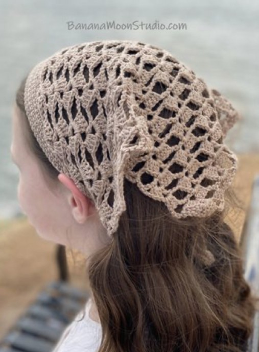Lacy Crochet Hair Kerchief
