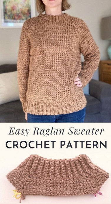 Beara Chunky Crochet Raglan Sweater Pattern (FREE)