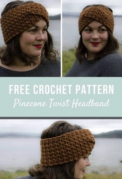 Crochet Pinecone Twist Headband