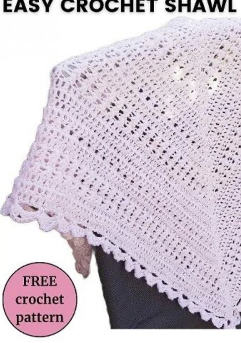 Easy Lightweight and Lacy Crochet Triangle Shawl
