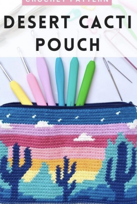 Crochet Desert Cacti Zipper Pouch
