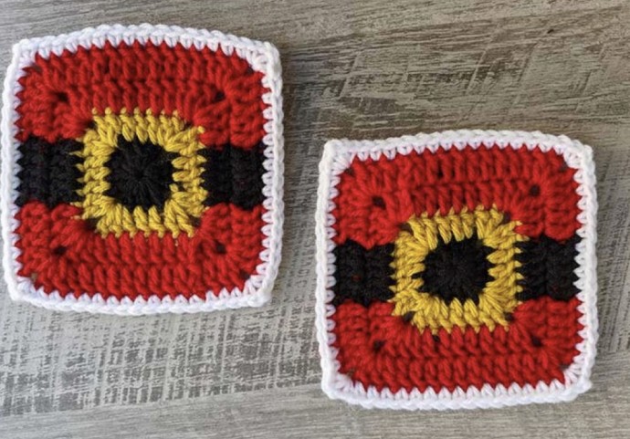 Crochet Santa's Belt Granny Square (Free Pattern)