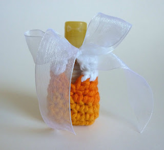 Adorable Crochet Candy Corn Hand Sanitizer Covers for Fun and Practical Use