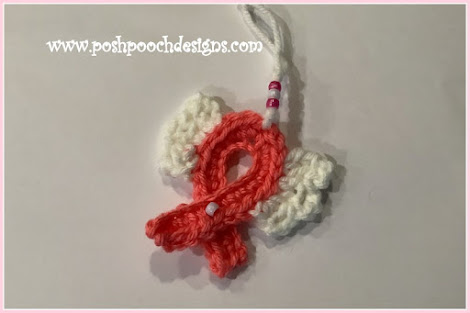 Crochet  Cancer Awareness Ribbon With Wings