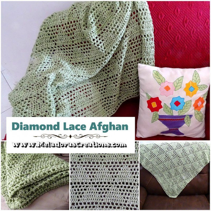 Crochet Diamond Mesh Filet Afghan
