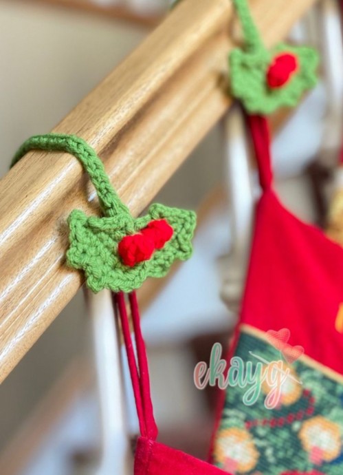 Enhance Your Holiday Decor with Crochet Holly Christmas Stocking Ties Enhance Your Holiday Decor with Crochet Holly Christmas Stocking Ties