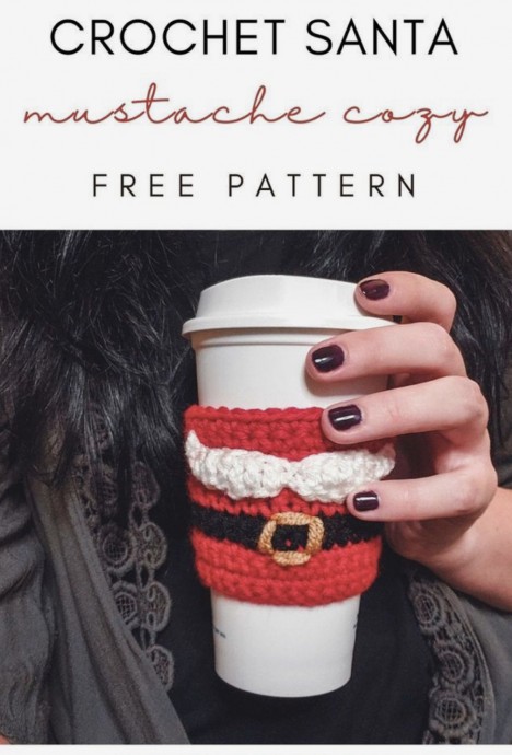 Easy and Fun Crochet Santa Mustache Cozy Gift Tutorial for the Holidays Easy and Fun Crochet Santa Mustache Cozy Gift Tutorial for the Holidays