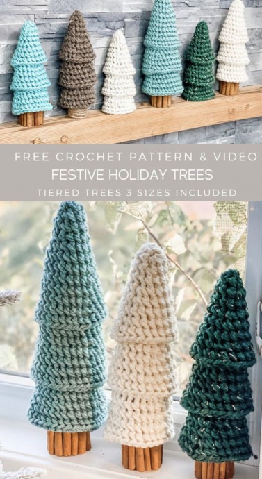 Crochet Rustic Farmhouse Tiered Trees