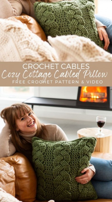Crochet Cozy Cottage Cabled Pillow (Free Pattern)