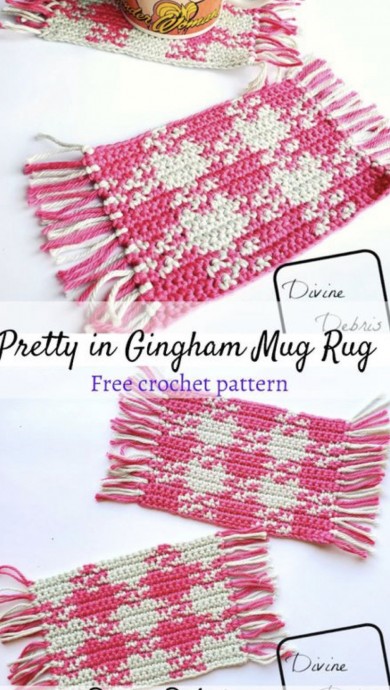Crochet Pretty in Gingham Mug Rug