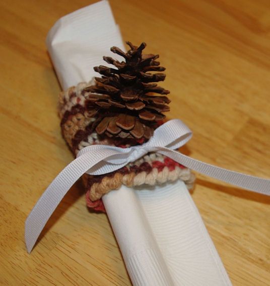 Crochet Pinecone Napkin Ring