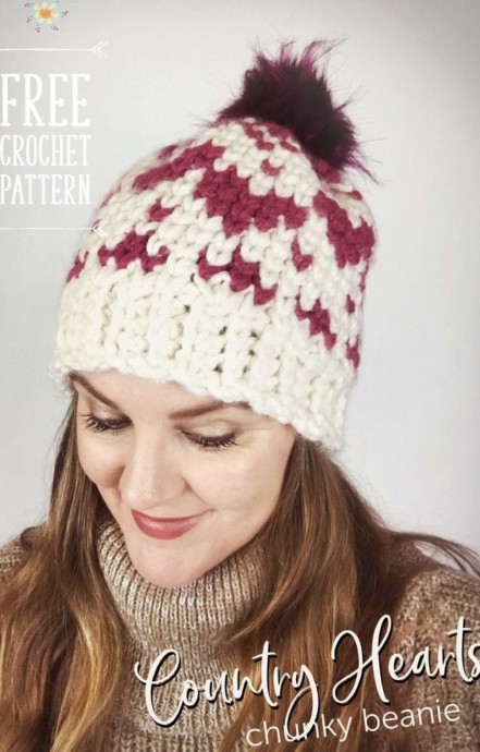 Stylish Country Hearts Chunky Beanie for Winter Fashion and Warmth Stylish Country Hearts Chunky Beanie for Winter Fashion and Warmth