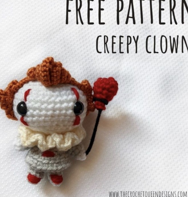 Unique Handmade Crochet Creepy Clown - Unsettling Home Décor and Prop Unique Handmade Crochet Creepy Clown - Unsettling Home Décor and Prop