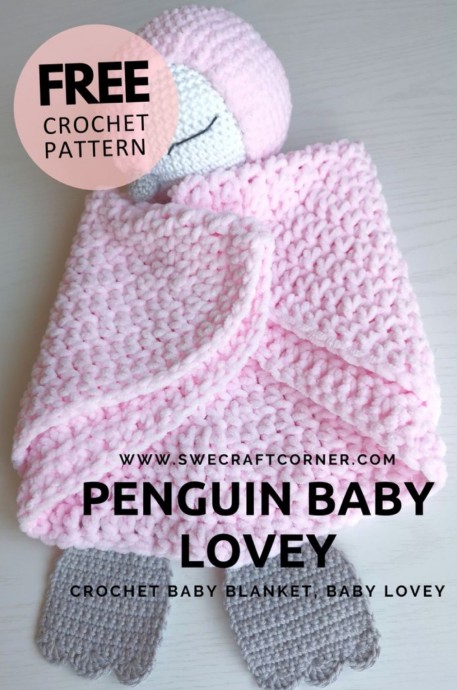 Crochet Baby Lovey Penguin