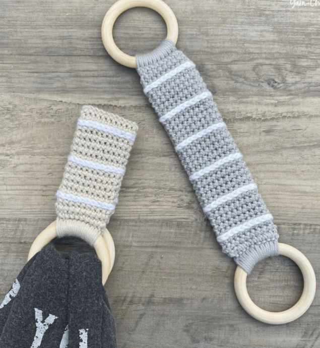 Crochet Striped Towel Holder