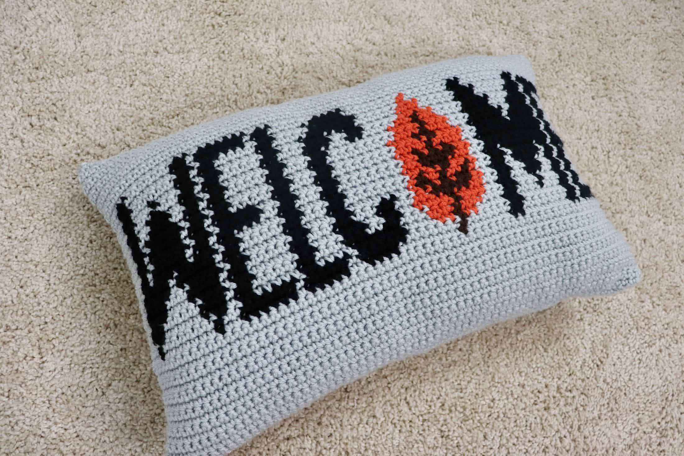 Crochet Leaf Welcome Pillow