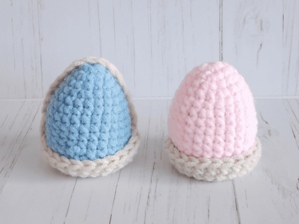 Finished Crochet Easter Eggs and Basket