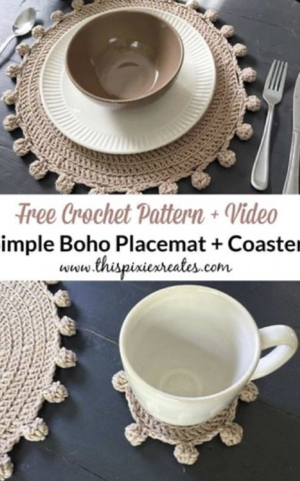 Create Your Own Stylish Boho Placemat and Coaster Set with This Fun Crochet Project Create Your Own Stylish Boho Placemat and Coaster Set with This Fun Crochet Project