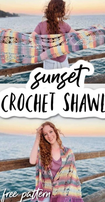 Sunset Crochet Shawl Pattern (Free!)