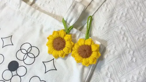 Crochet Sunflower Keychain