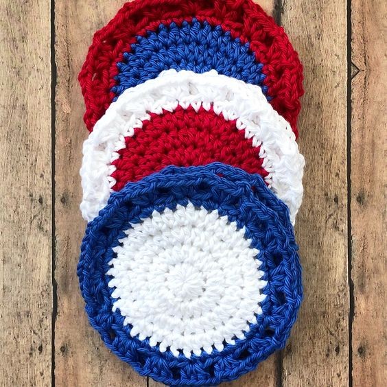 Crochet Patriotic Coasters