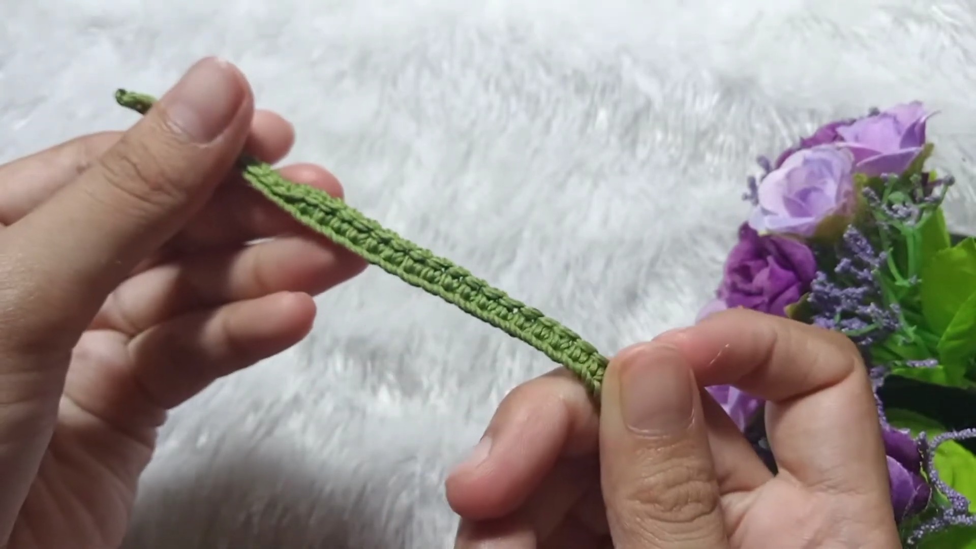 Crochet Lavender Flower Keychain
