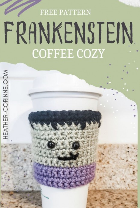 Crochet Frankenstein Coffee Cozy (Free Pattern)