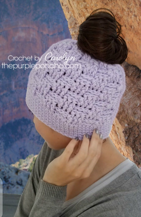 Basket Weave Messy Bun Hat