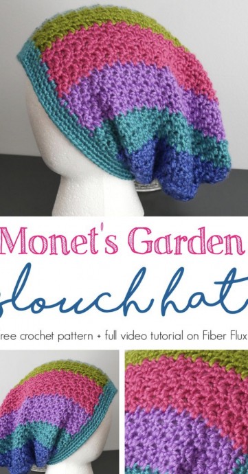 Crochet Monet’s Garden Slouch Hat (Free Pattern)