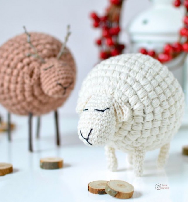 Crochet Sheep and Reindeer Ornaments (Free Pattern)